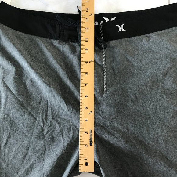Hurley Board Shorts Men Size 34 Gray Phantom Tie Waist Back Pocket Beach Casual - Picture 9 of 14